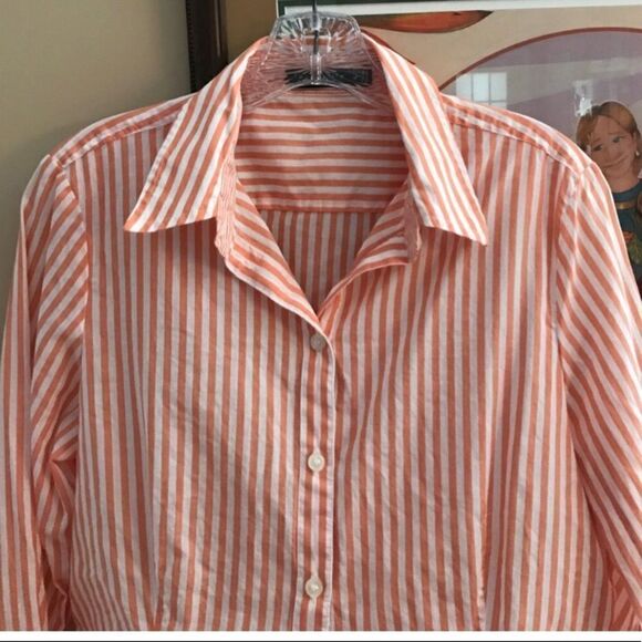 The Limited Blouse Peach and. White Medium - Picture 4 of 5